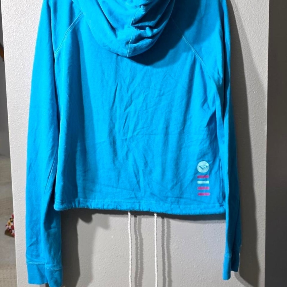 Roxy Blue Cropped Zip-Up Hoodie Y2K Skater Surf Core Style 474852 Size Large